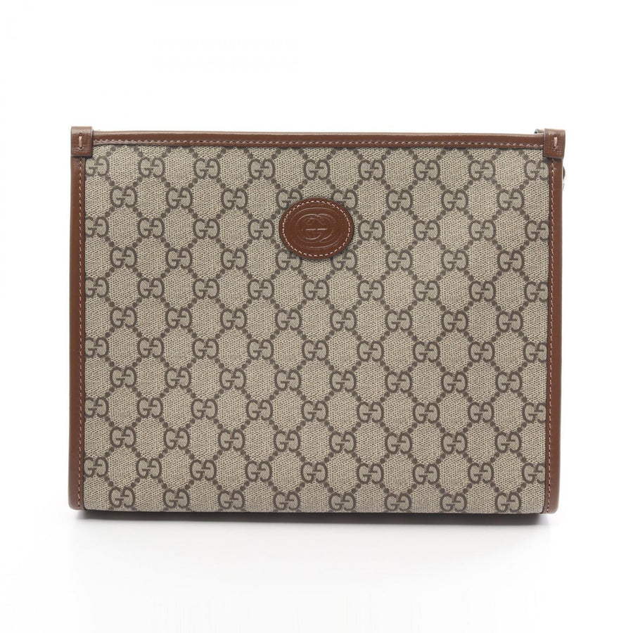Gucci GG Supreme Clutch Bag Beige/Brown
