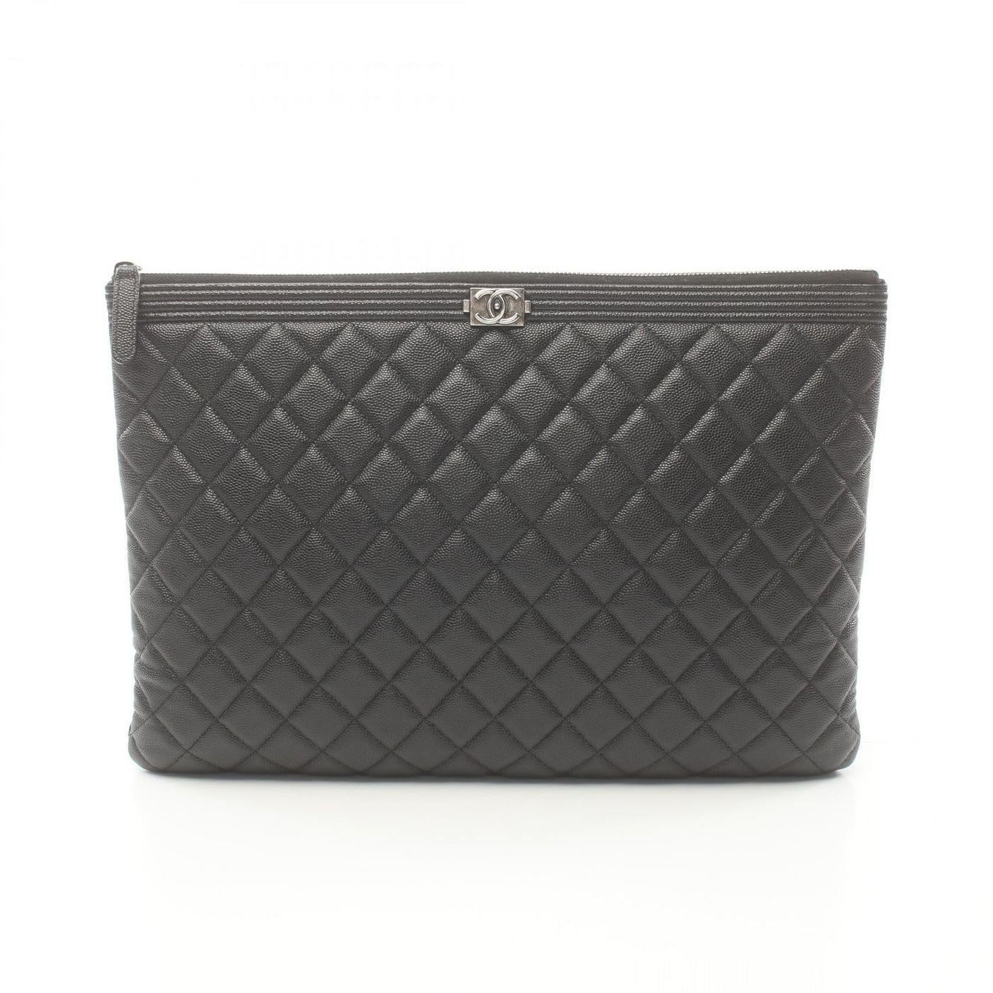 Chanel Quilted Caviar Zip Clutch Bag Leather Clutch Bag