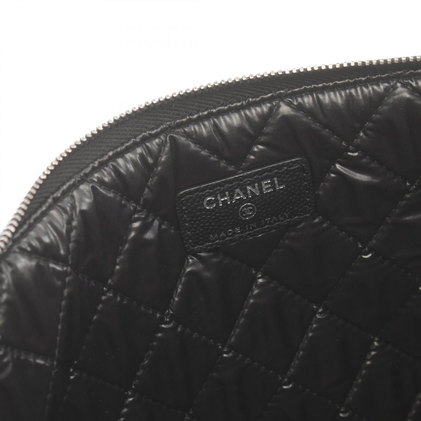 Chanel Quilted Caviar Zip Clutch Bag Leather Clutch Bag