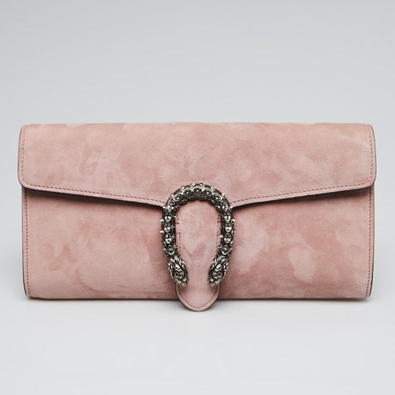 Gucci Dionysus Suede Clutch Bag in Pink | Studio Nafay