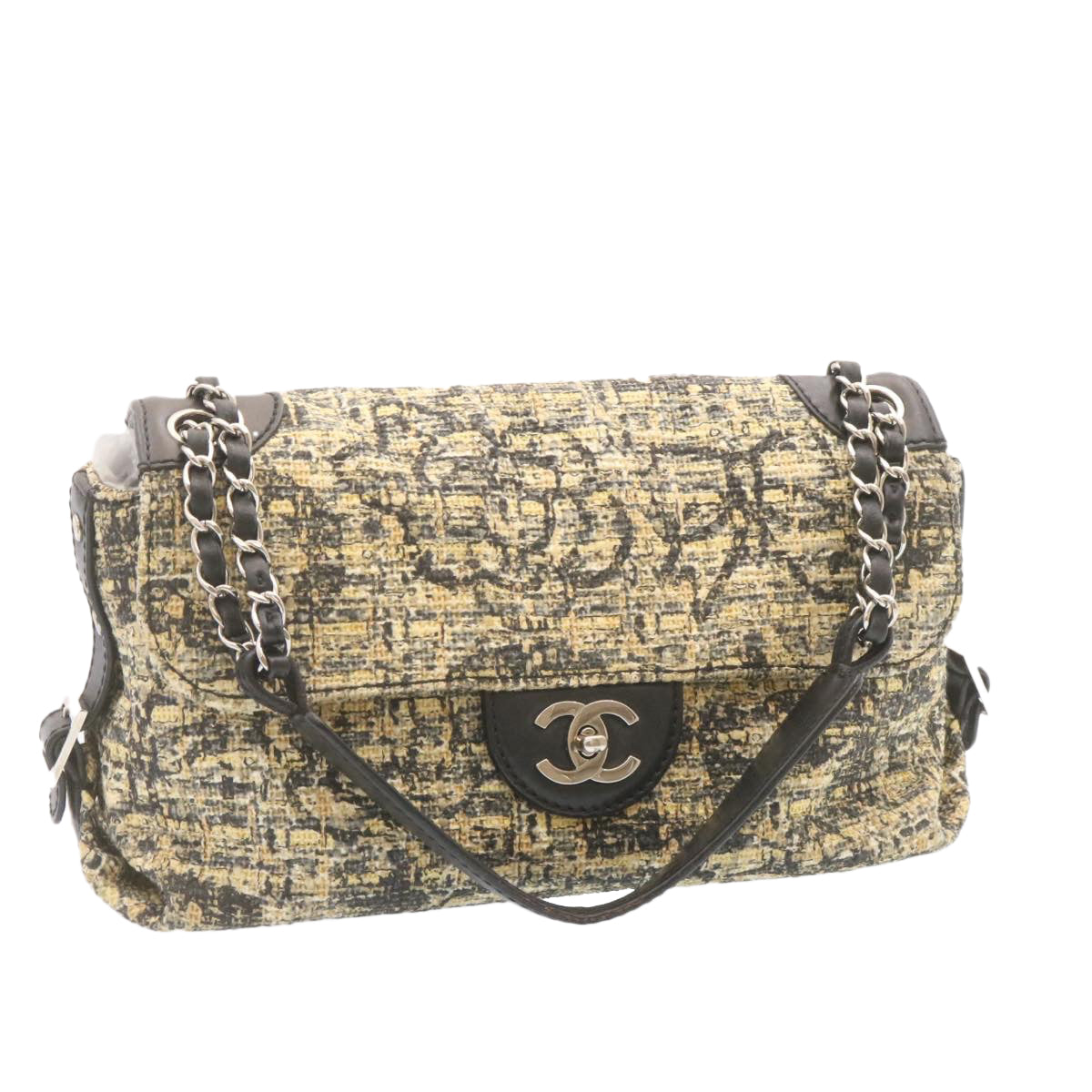 CHANEL Camellia Icon Turn lock Chain Flap ShoulderBag Beige Black CC 24396A - Product Image 2