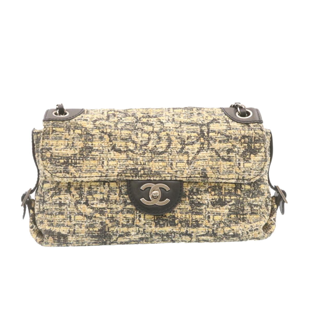 CHANEL Camellia Icon Turn lock Chain Flap ShoulderBag Beige Black CC 24396A | Studio Nafay