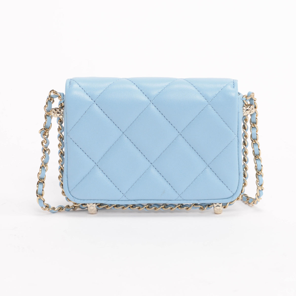 chl Light Blue Calfskin Clutch With Chain Wallet - Product Image 3