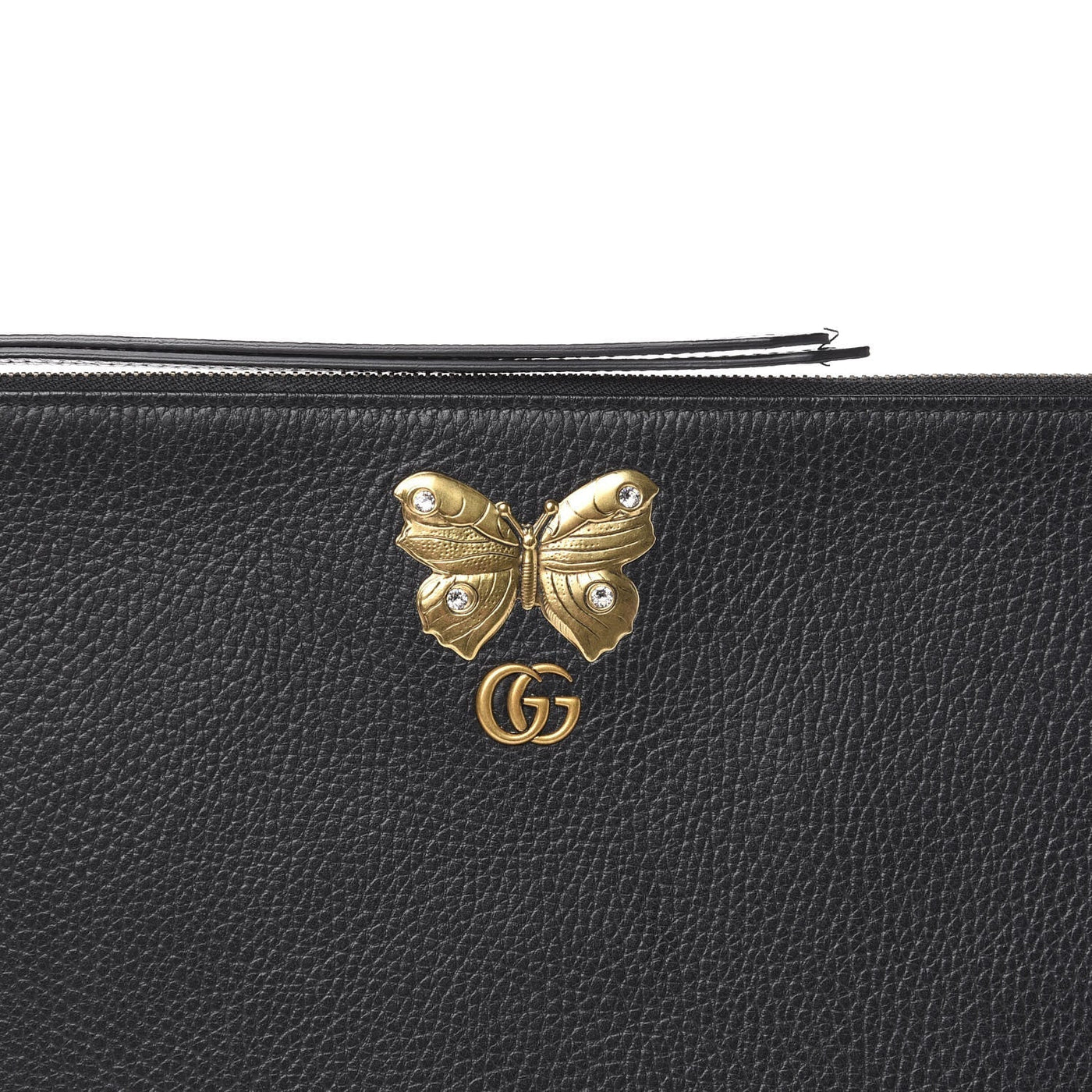 Gucci Pebbled Calfskin Butterfly Zip Clutch in Black - Product Image 4