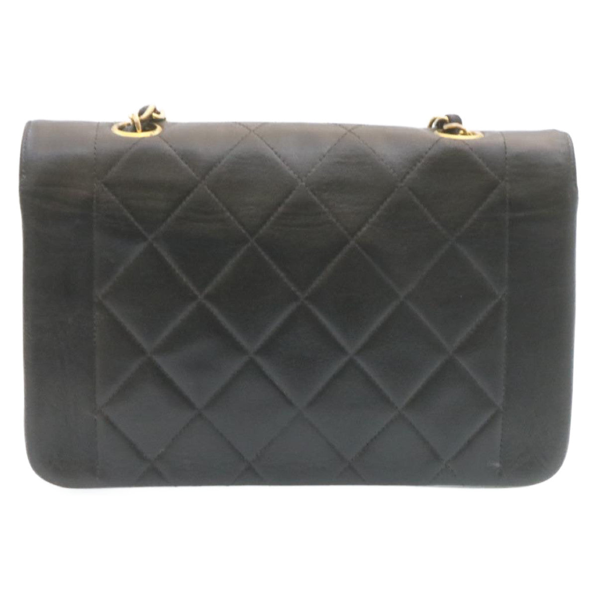 CHANEL Chain Turn Lock Diana Matelasse Shoulder Bag Lamb Skin Black Auth 28470A | Studio Nafay