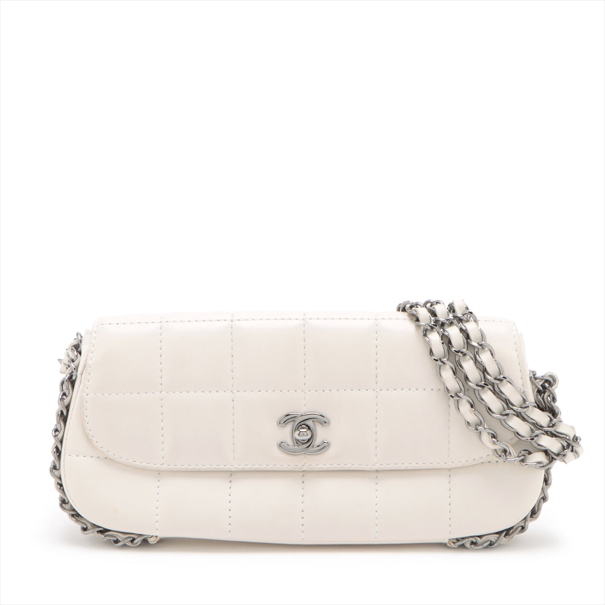 Chanel Chocolate Bar in Chain Shoulder Bag White Silver G 8th - Product Image 2