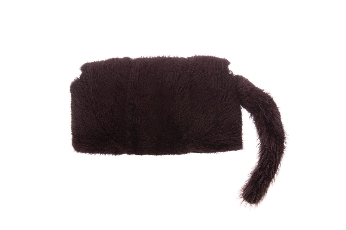 Gucci F/W By Tom Ford Burgundy Mink & Crystal Wolf Head Clutch - Product Image 2