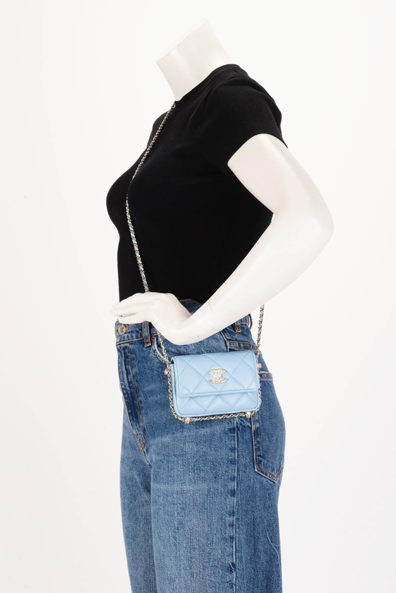 chl Light Blue Calfskin Clutch With Chain Wallet - Product Image 10
