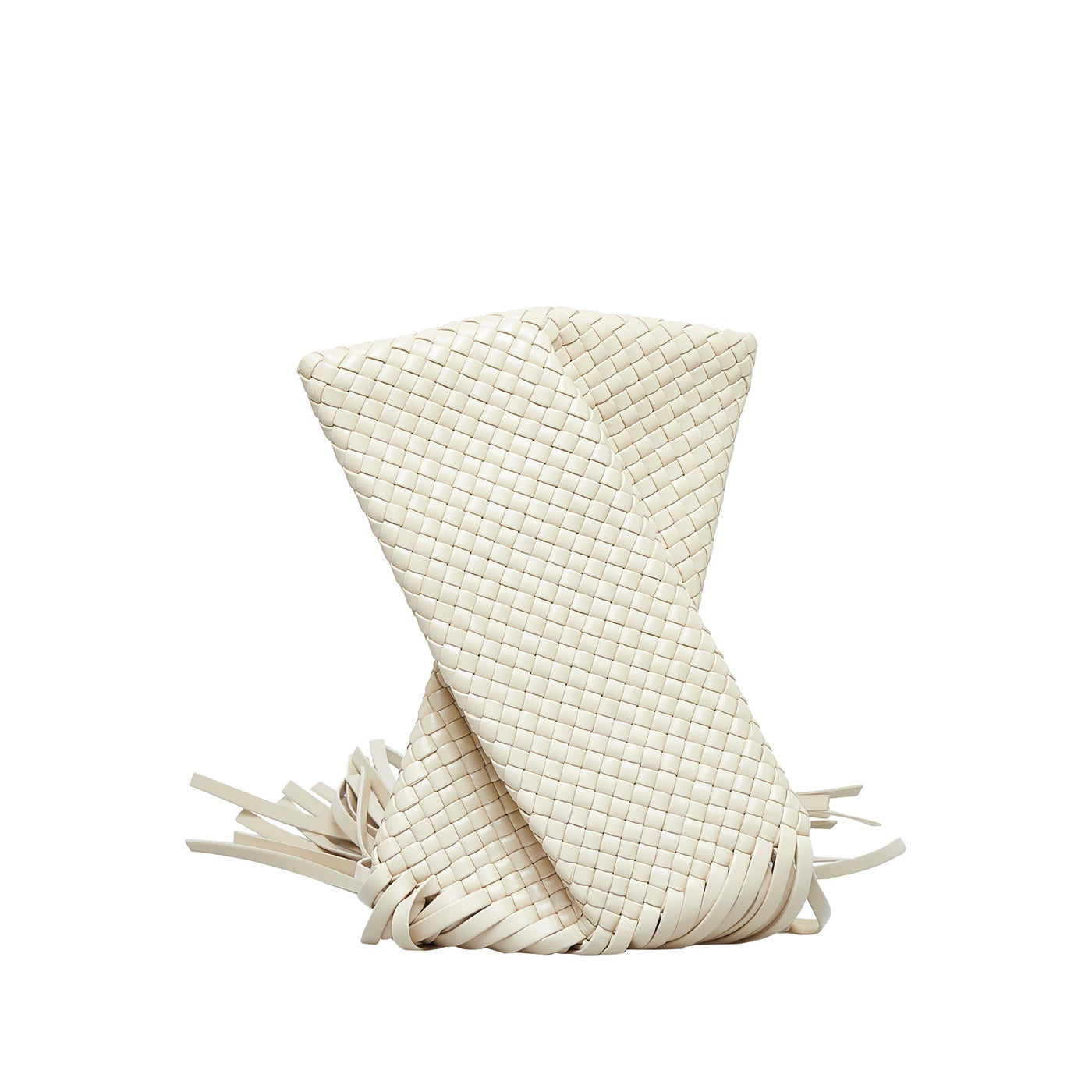 Bottega Veneta Fringe Crisscross Clutch Light Brown Intrecciato | Studio Nafay