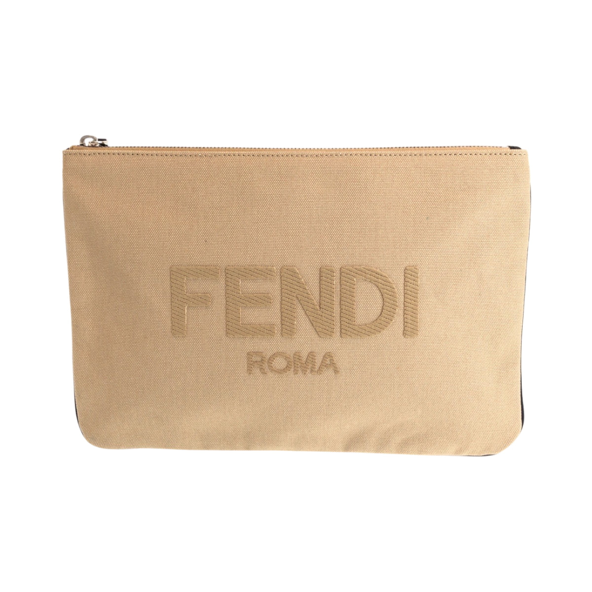 FENDI Clutch bag canvas Beige SilverMetal Clutch bag business bag pouch logo Women | Studio Nafay