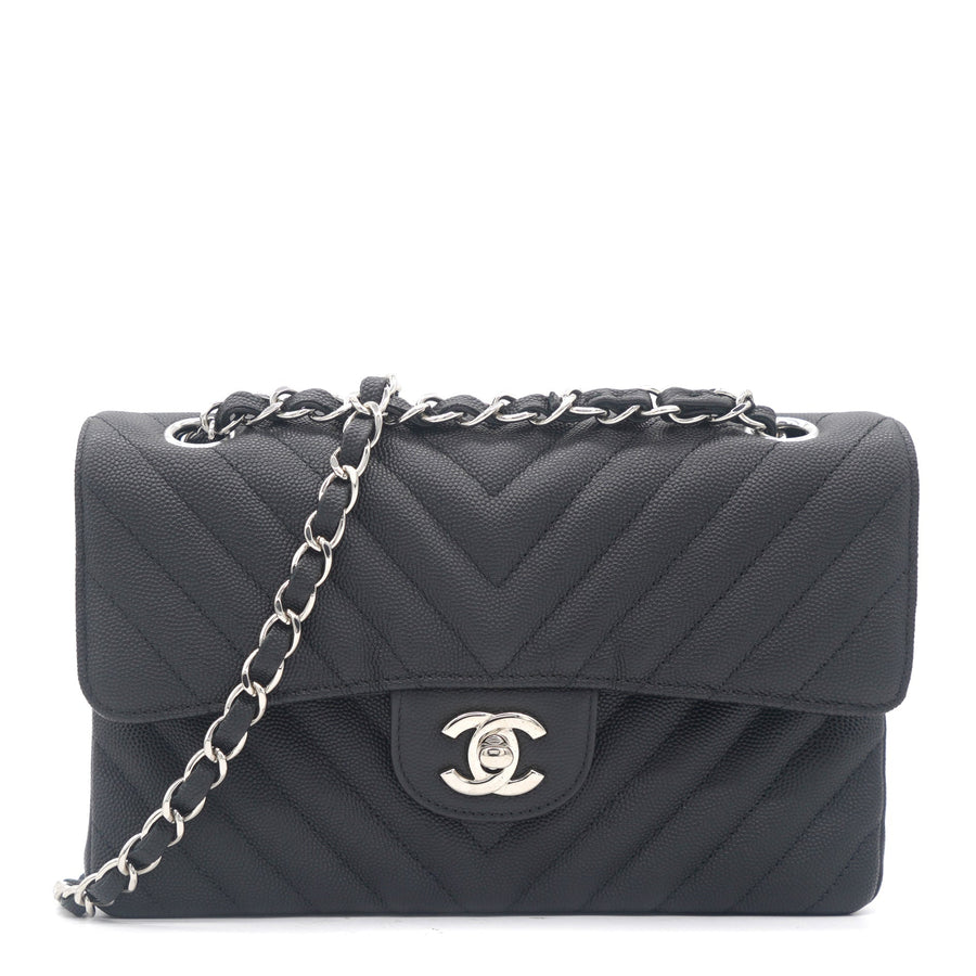 Chanel Caviar Chevron Quilted Small Double Flap Black | Studio Nafay