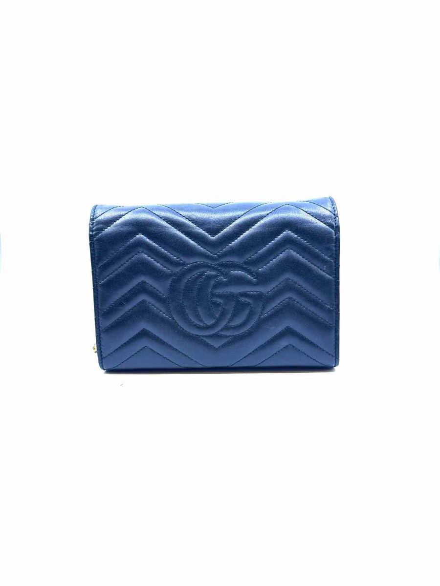 GUCCI GG Marmont wallet on chain Black Leather Quilted Handbag | Studio Nafay