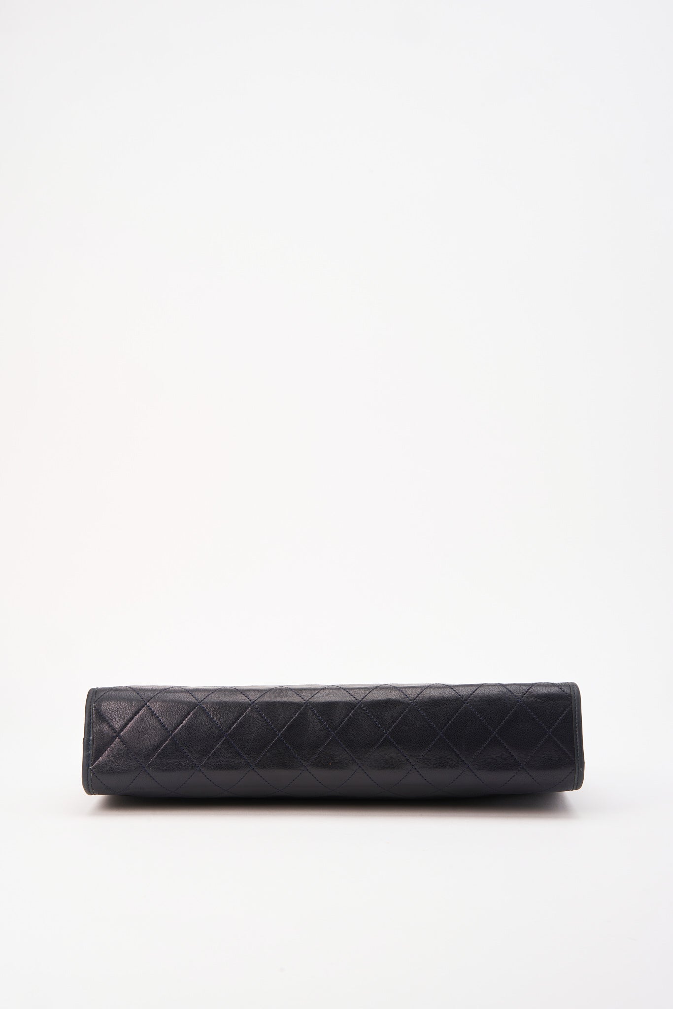 Chanel Navy Leather Clutch Bag With 24K Gold Plated Hardware - Product Image 7