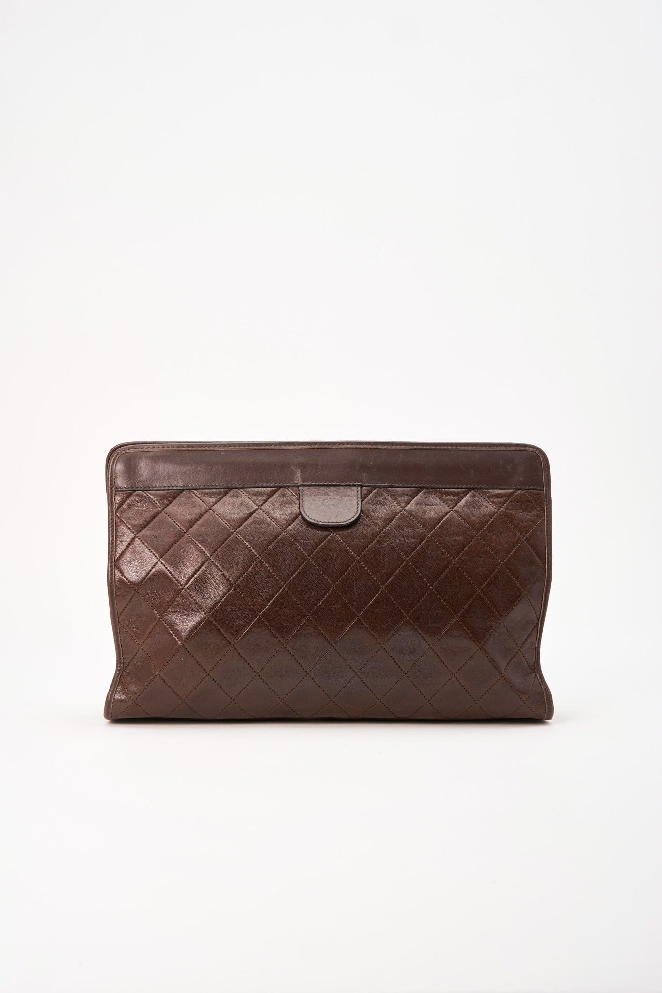 Chanel Brown Leather Clutch Bag With 24K Gold Plated Hardware - Product Image 3