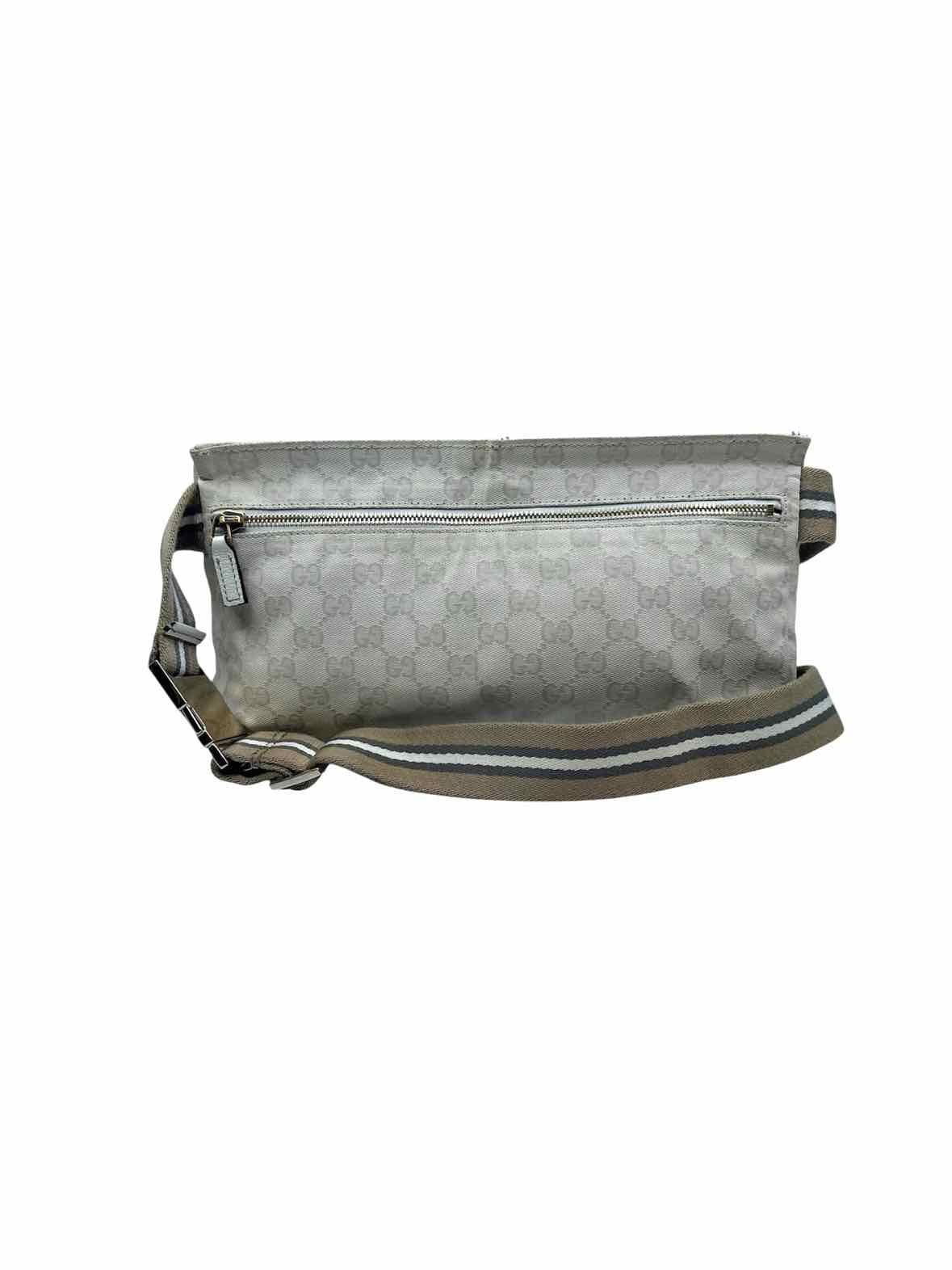GUCCI White Canvas Monogram Waist Bag | Studio Nafay