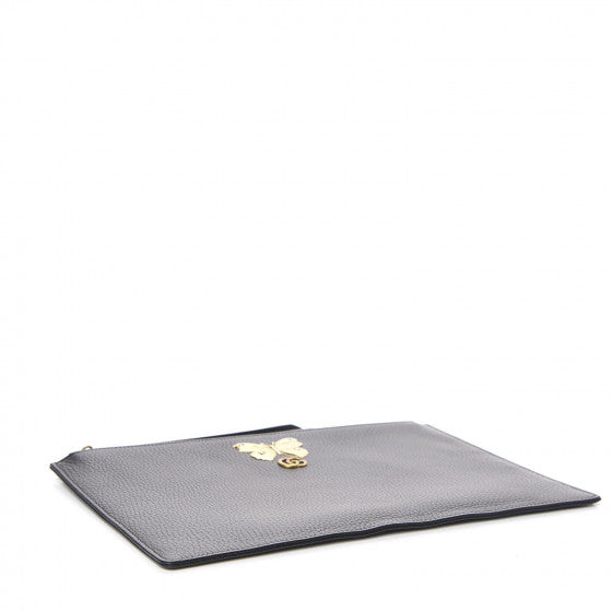 Gucci Pebbled Calfskin Butterfly Zip Clutch in Black - Product Image 3