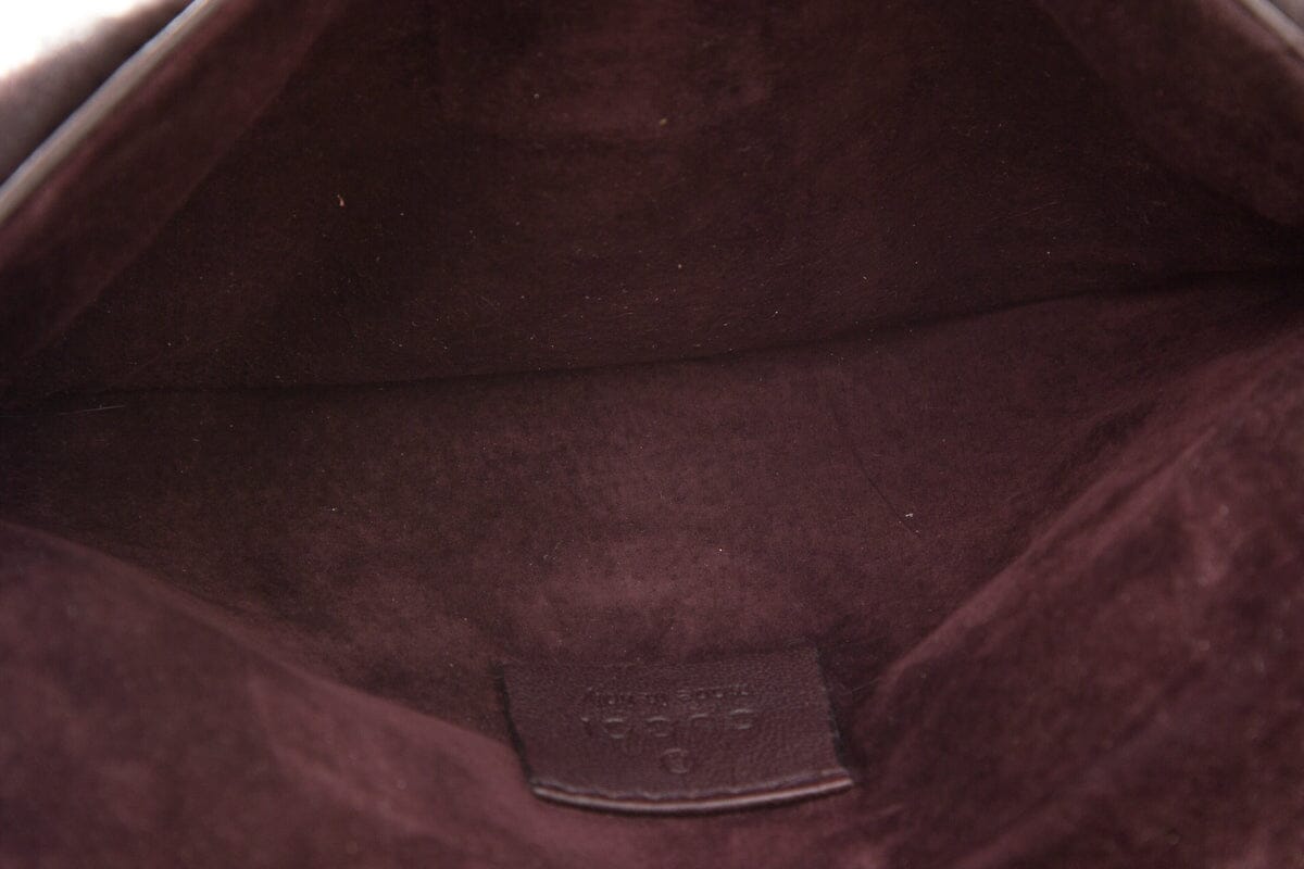 Gucci F/W By Tom Ford Burgundy Mink & Crystal Wolf Head Clutch - Product Image 5
