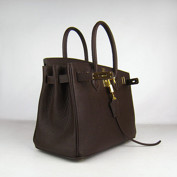 Hermes Birkin 30cm Togo Leather Handbags Dark Coffee Golden - Product Image 4