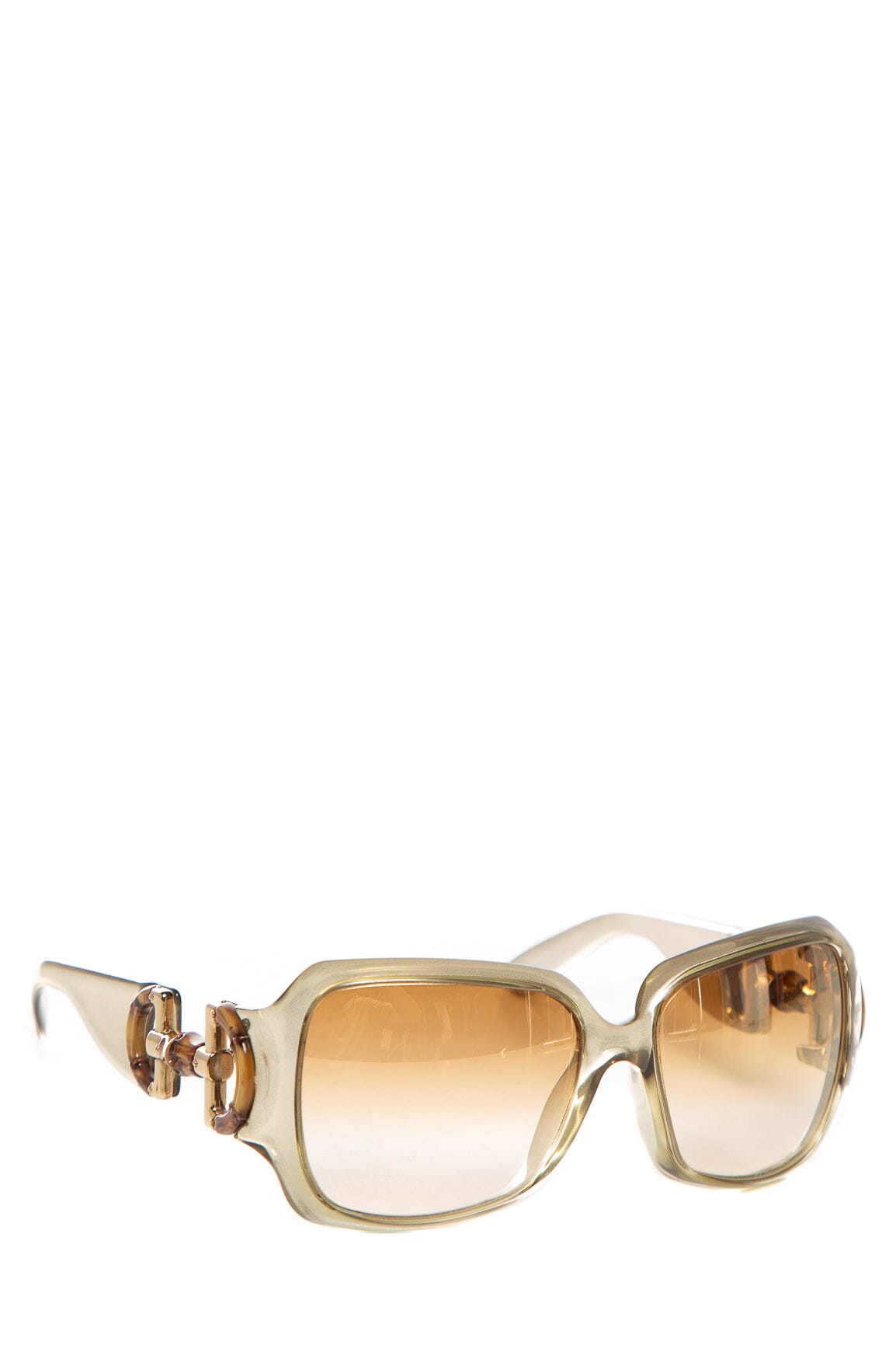Gucci Olive Bamboo Horsebit Oversized Square Sunglasses | Studio Nafay