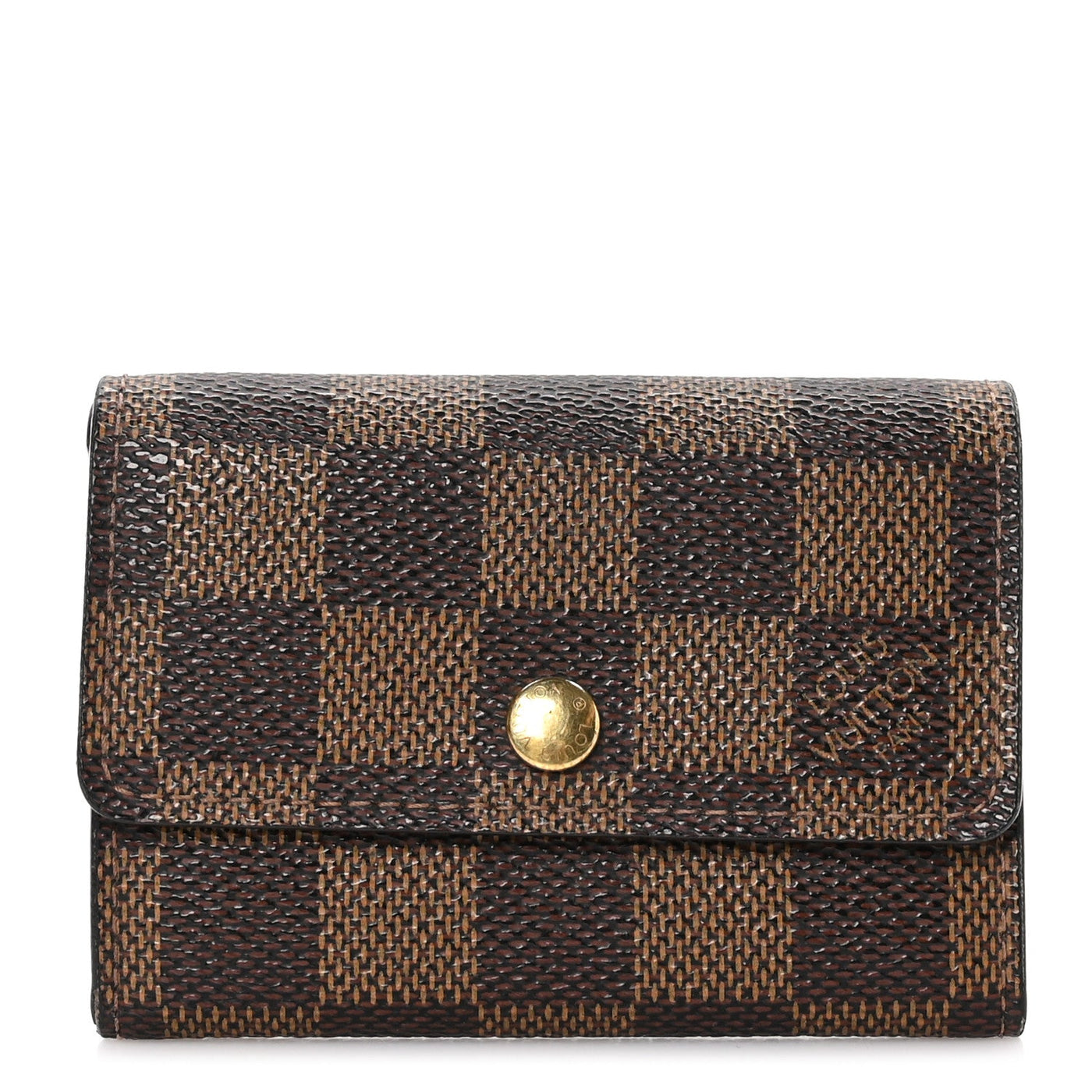 Louis Vuitton Damier Porte Monnaie Plat Coin Case Wallet in Brown