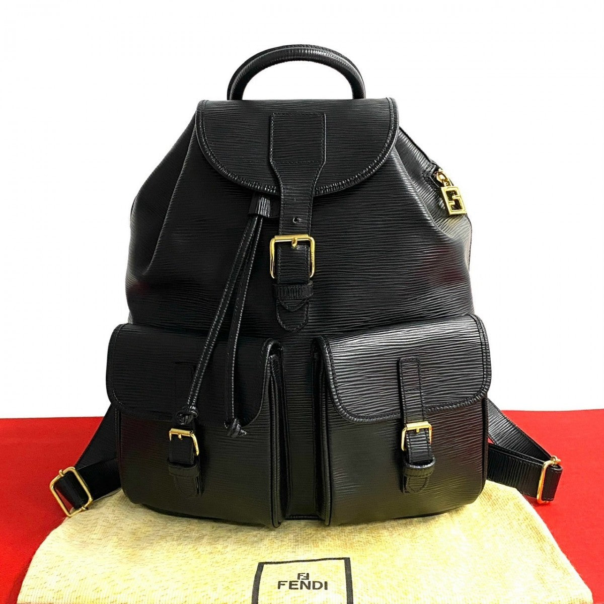 FENDI Backpack Epi Leather black FF logo Metal Women | Studio Nafay