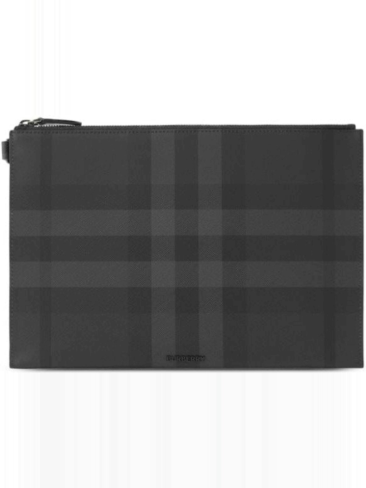 EDIN CHARCOAL CHECKED LEATHER CLUTCH | Studio Nafay