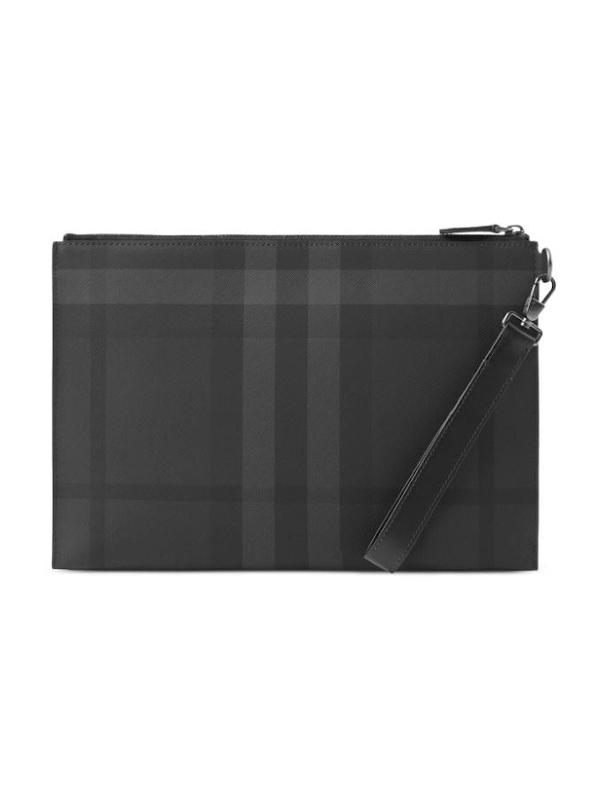 EDIN CHARCOAL CHECKED LEATHER CLUTCH - Product Image 3