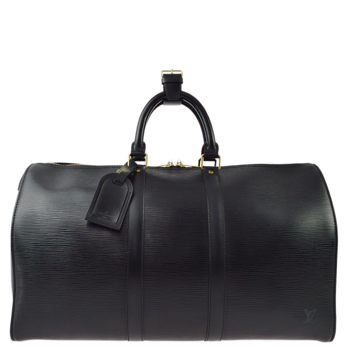 Louis Vuitton Black Epi Keepall 45 Travel Duffle Handbag