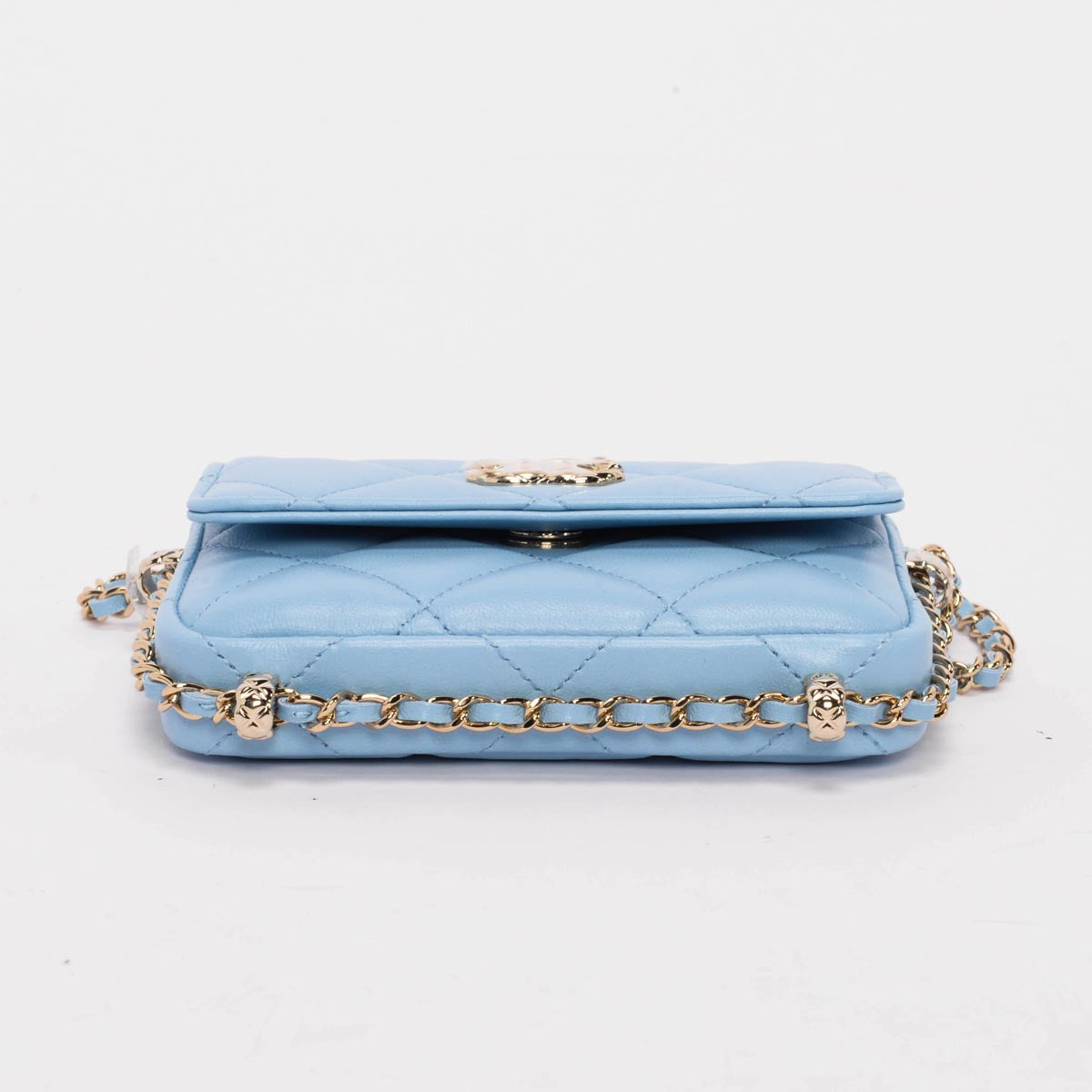 chl Light Blue Calfskin Clutch With Chain Wallet - Product Image 6
