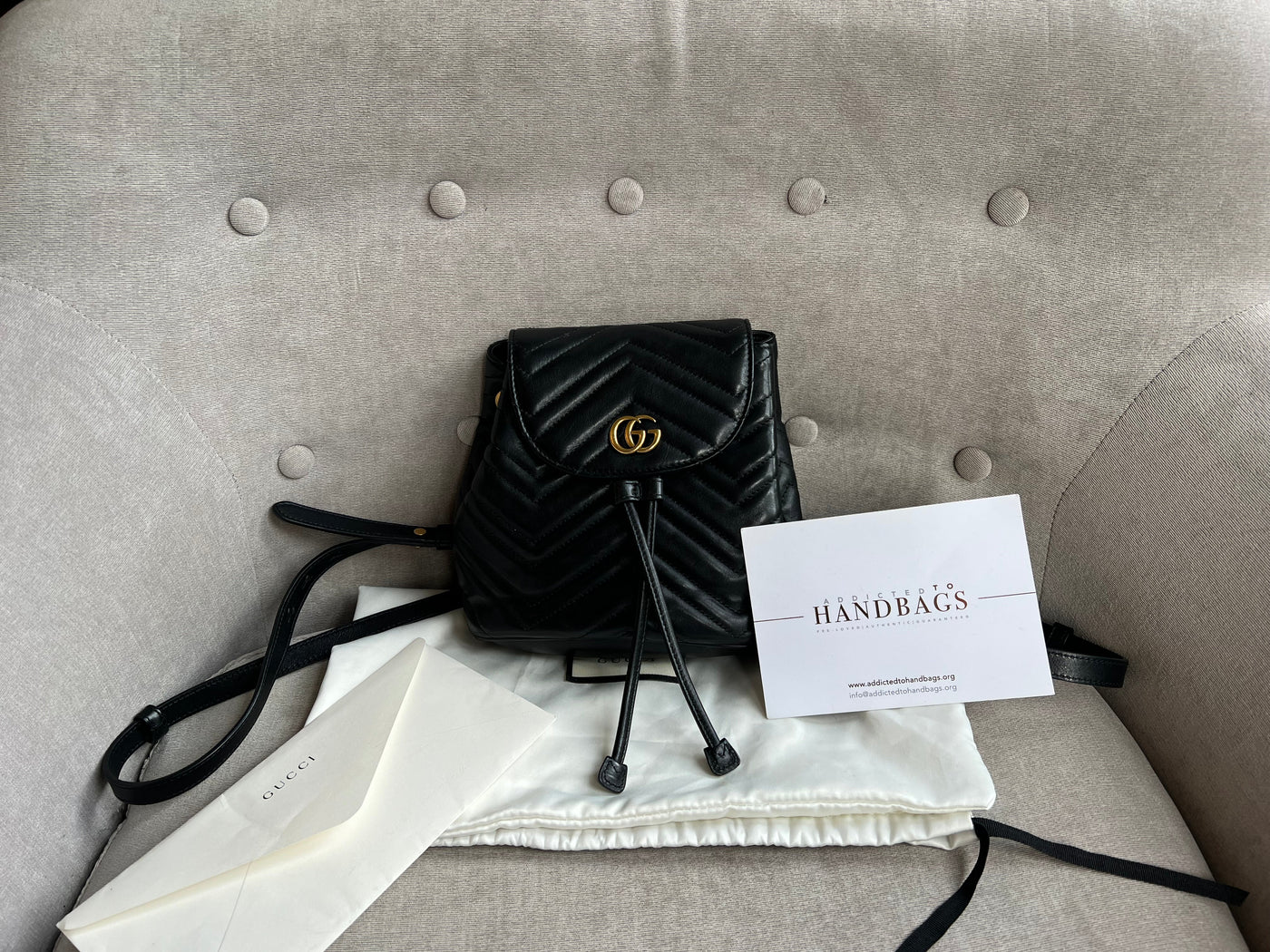 Gucci GG Black Mini Marmont Backpack | Studio Nafay