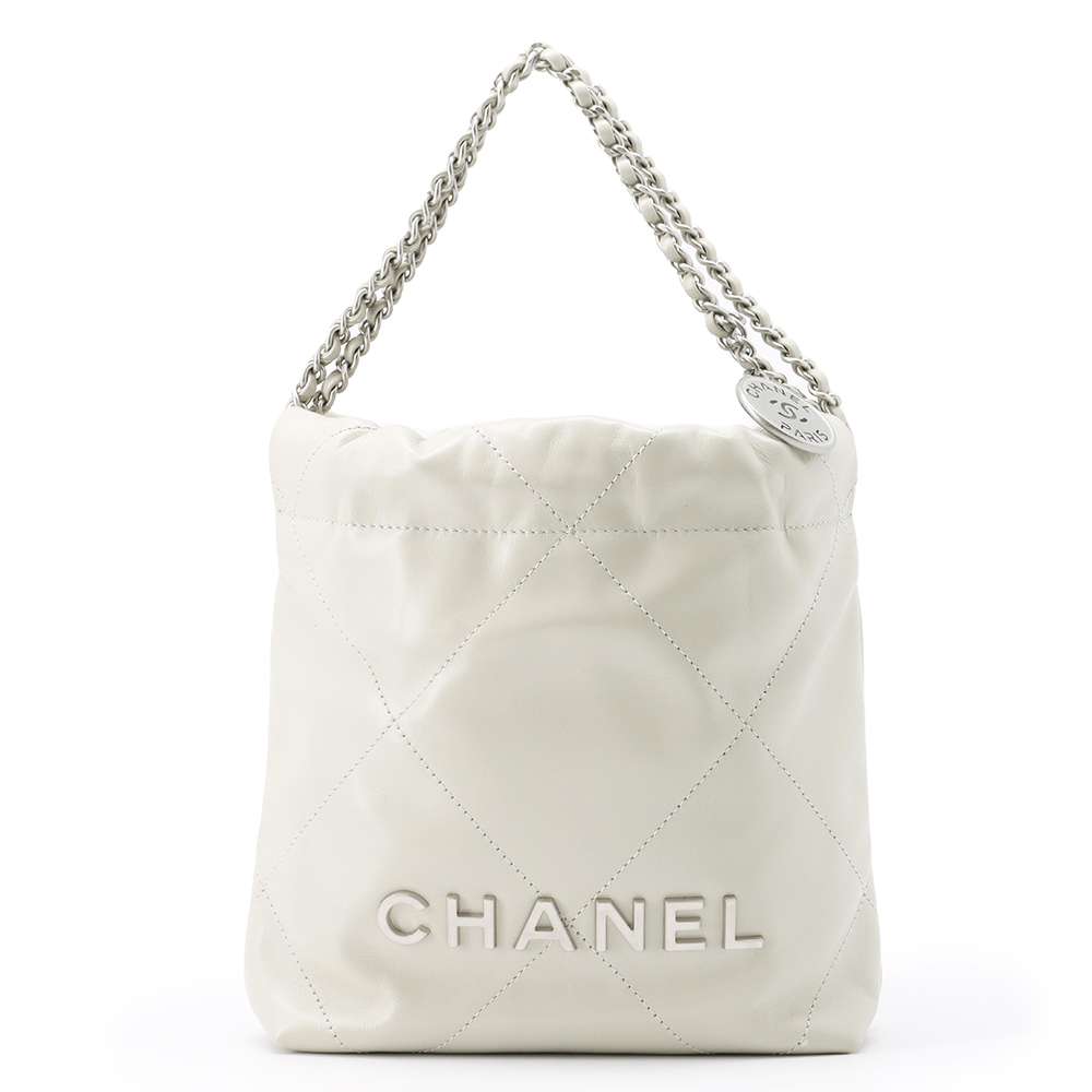 CHANEL CHANEL22 ChainShoulder Bag Gray Shiny Calf Leather Size Mini - Product Image 2