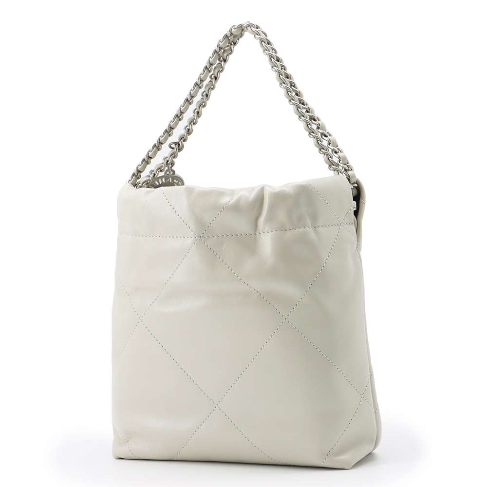 CHANEL CHANEL22 ChainShoulder Bag Gray Shiny Calf Leather Size Mini | Studio Nafay