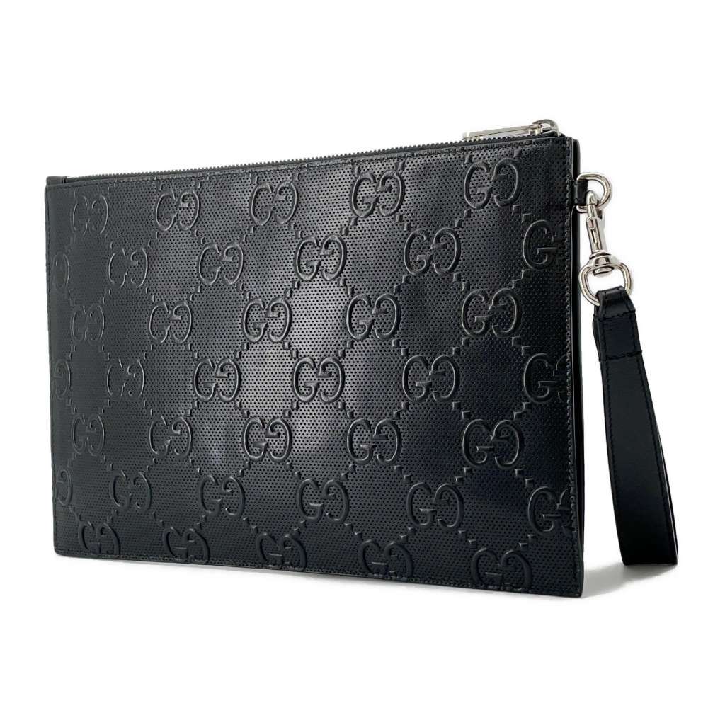 GUCCI GG embossed Clutch Bag Black 625569 Leather - Product Image 2