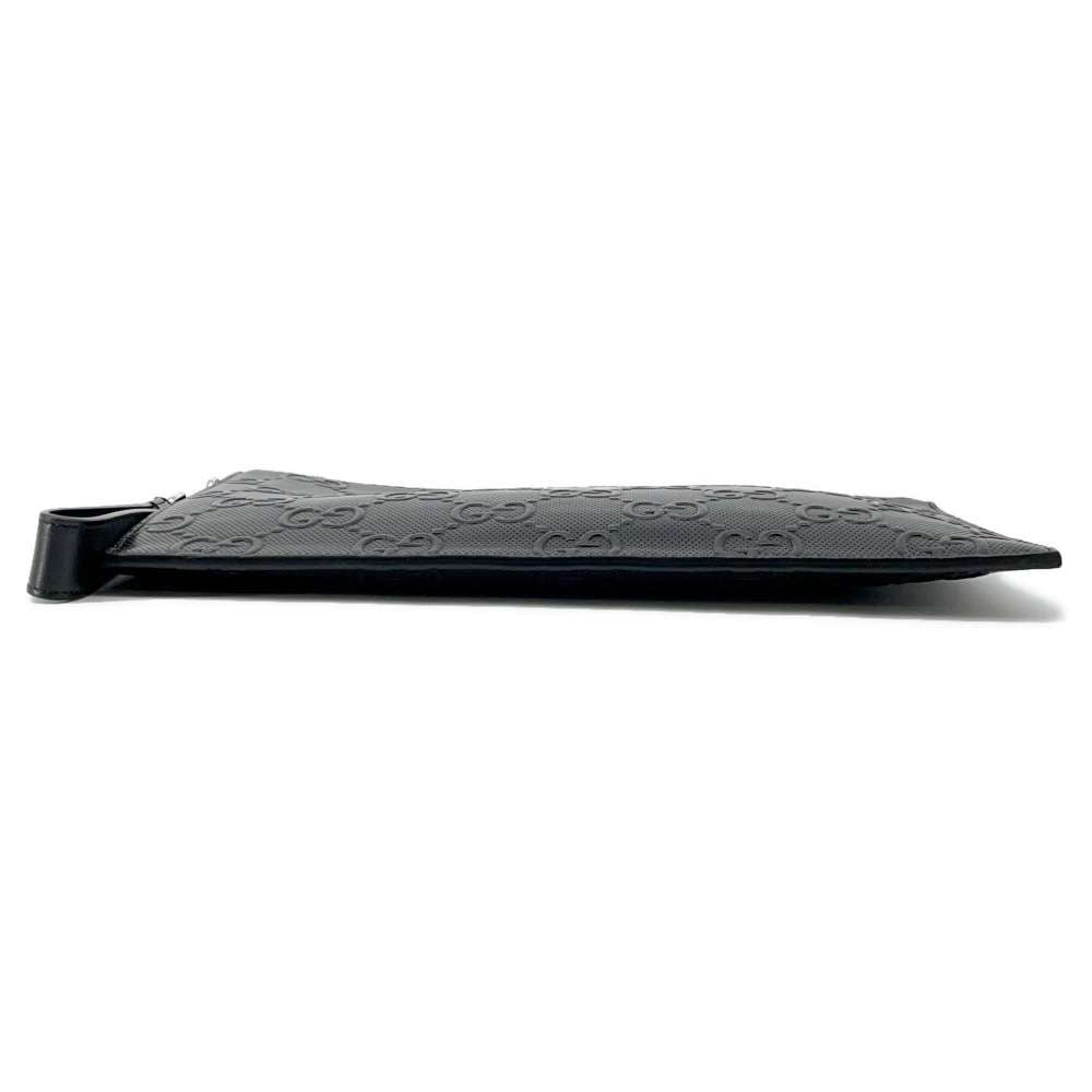 GUCCI GG embossed Clutch Bag Black 625569 Leather - Product Image 3