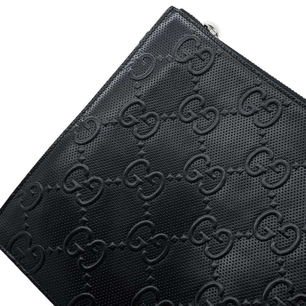 GUCCI GG embossed Clutch Bag Black 625569 Leather - Product Image 13
