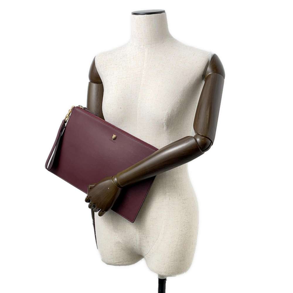 GUCCI Animalier Clutch Bag Bordeaux 428724 Leather - Product Image 4