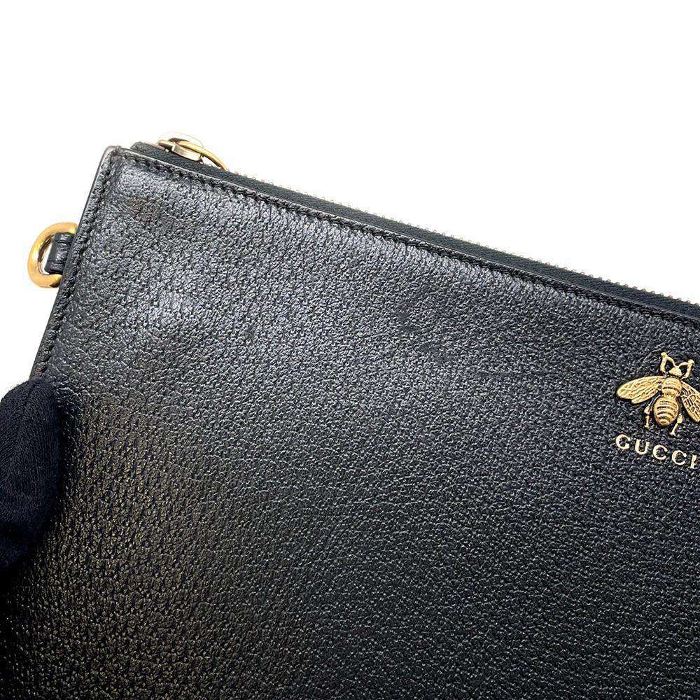 GUCCI Animalier BEE Clutch Bag Black 523684 Leather - Product Image 8
