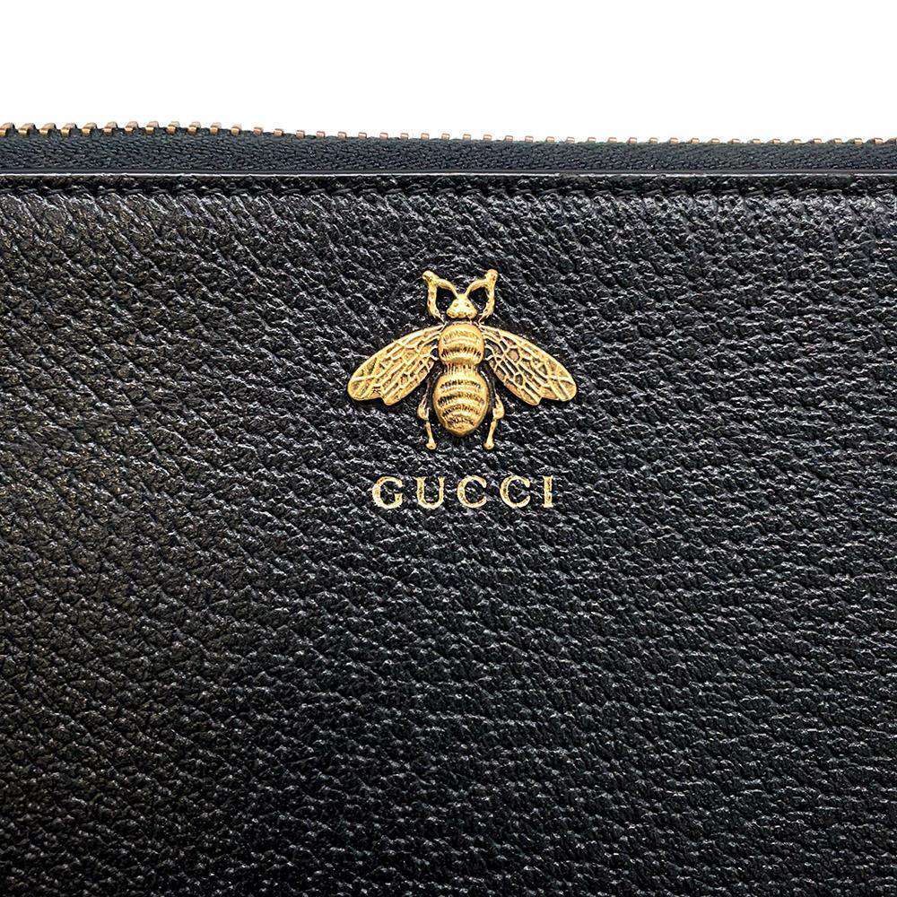 GUCCI Animalier BEE Clutch Bag Black 523684 Leather - Product Image 10