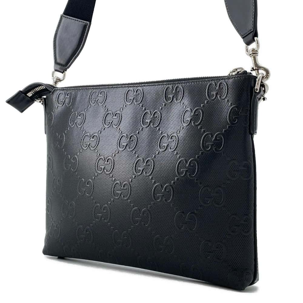 GUCCI GG-embossed messenger bag Black 696009 Leather - Product Image 2