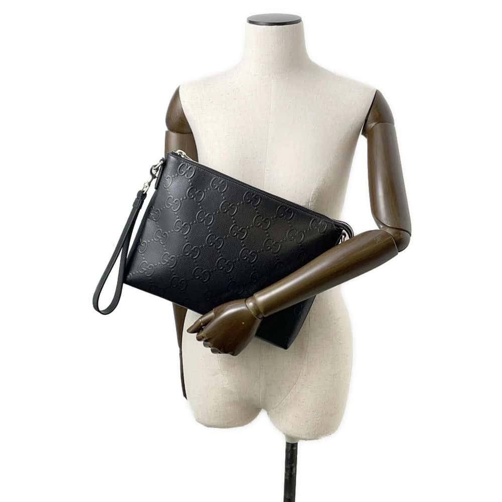 GUCCI GG-embossed messenger bag Black 696009 Leather - Product Image 4