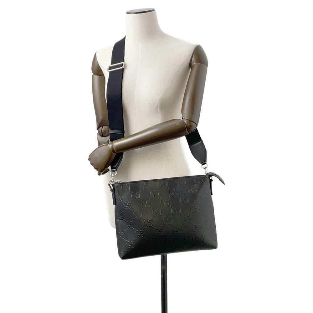 GUCCI GG-embossed messenger bag Black 696009 Leather - Product Image 5