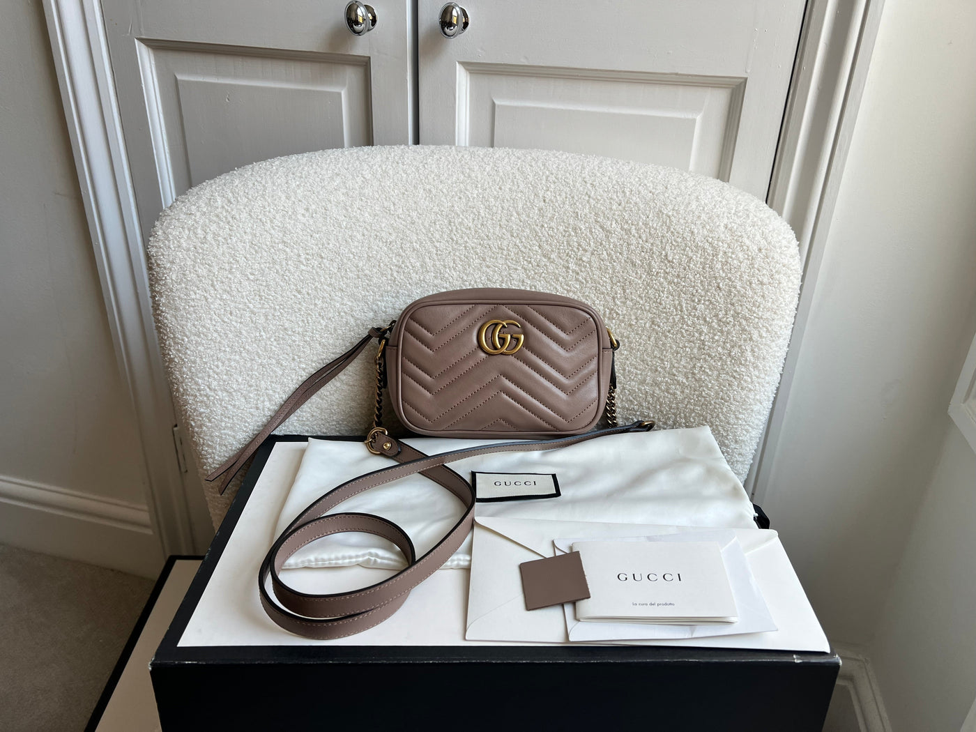 Gucci GG Dusty Pink Marmont Mini Shoulder Bag (RRP £1,360) | Studio Nafay