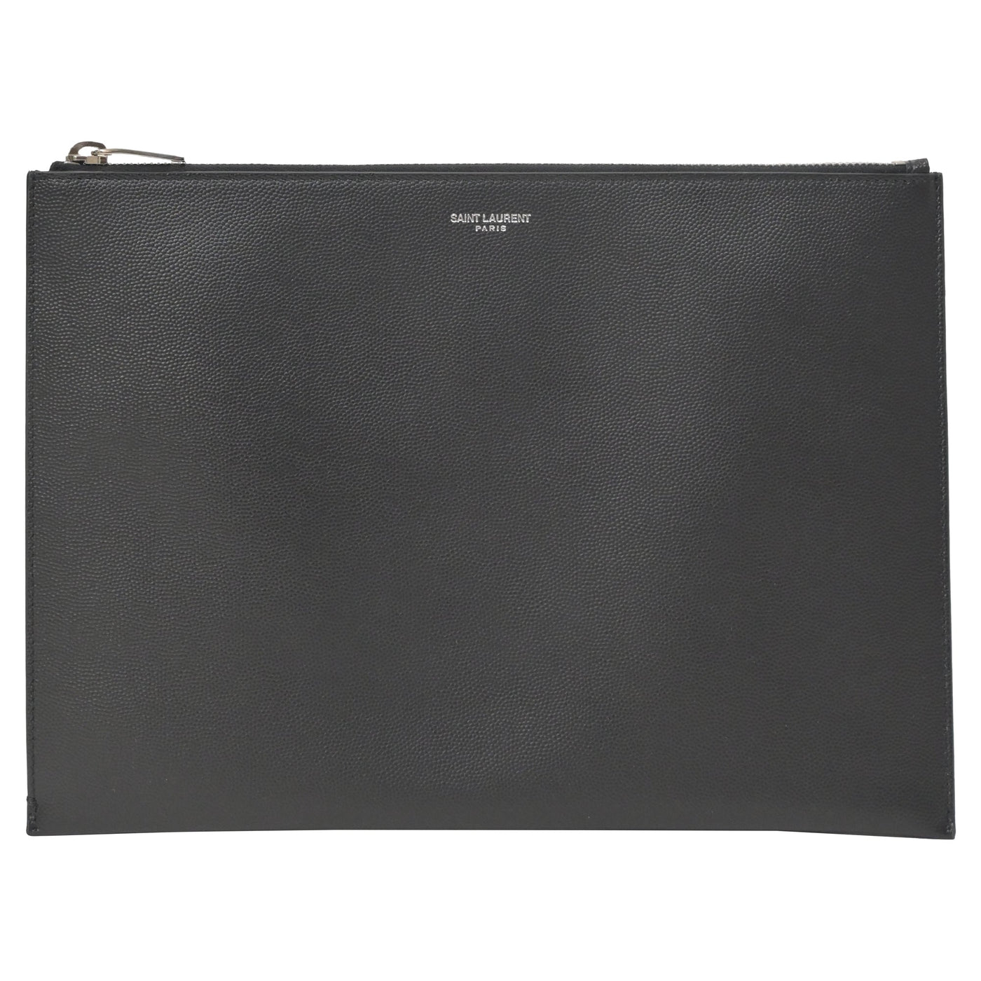 Saint Laurent Letters Large Zip Clutch in Black Leather | Studio Nafay