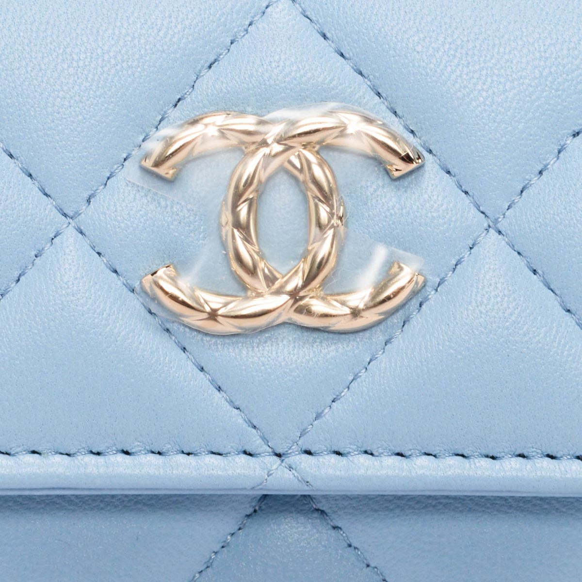 chl Light Blue Calfskin Clutch With Chain Wallet - Product Image 3