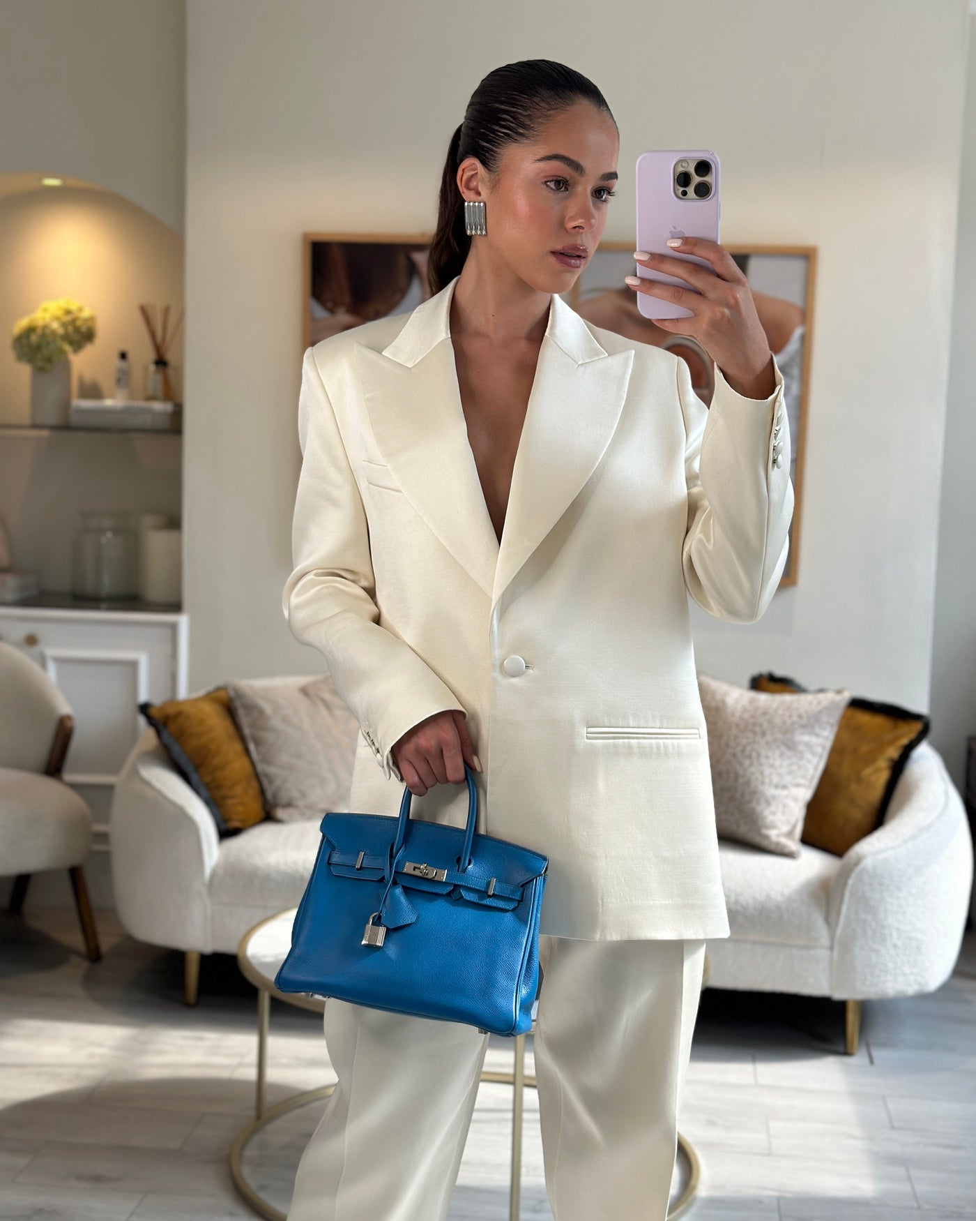 Hermes Birkin 25 Retourne Bag in Bleu De Galice Epsom Leather with Palladium Hardware - Product Image 2