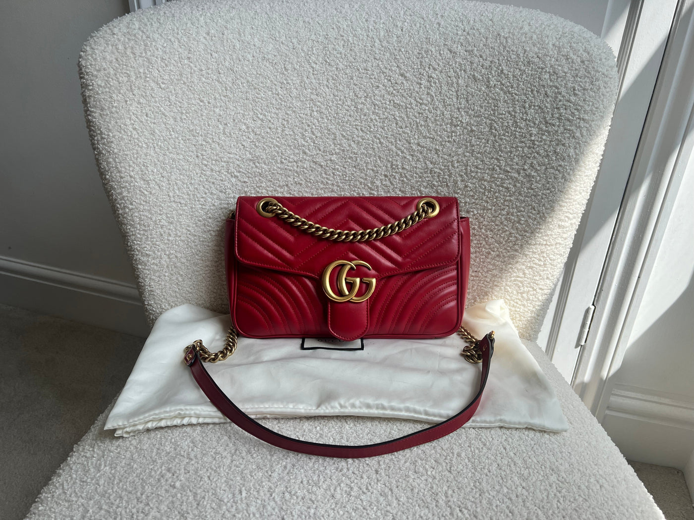 Gucci GG Hibiscus Red Marmont Small Shoulder Bag (RRP £2,070) | Studio Nafay