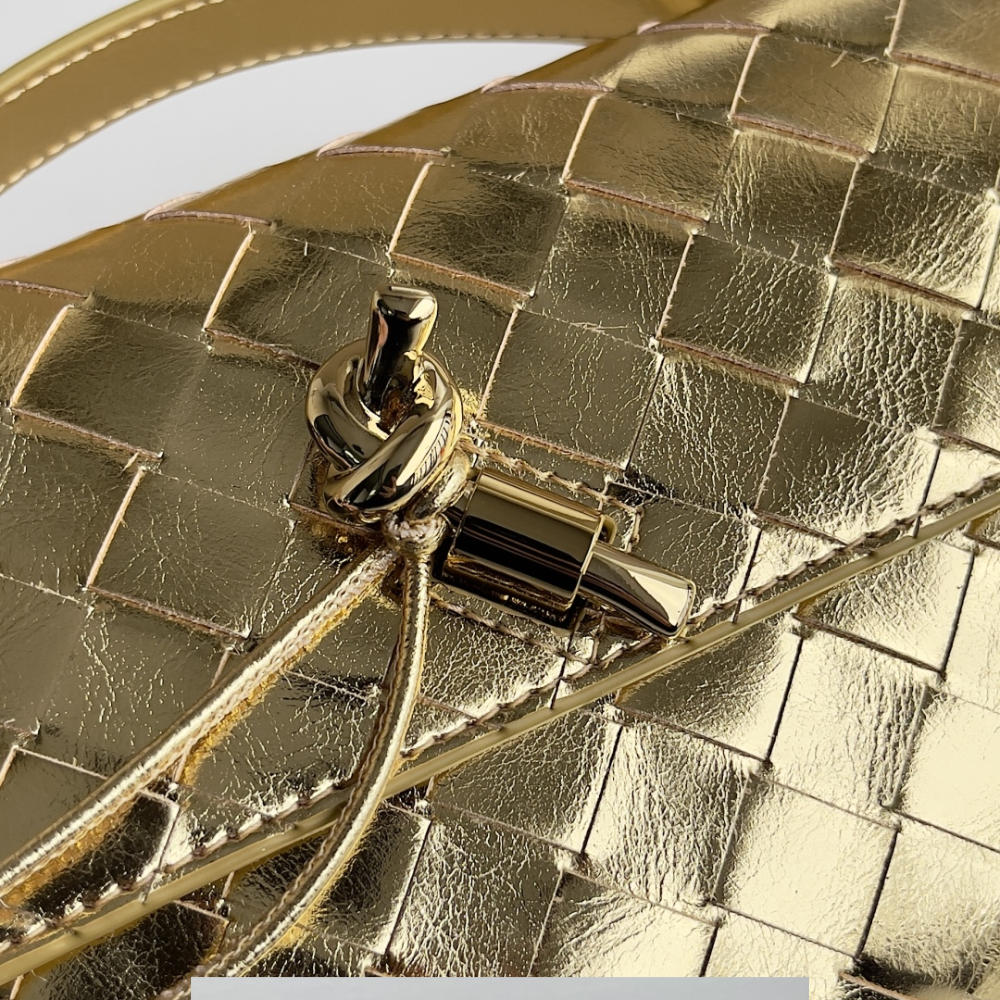 Andiamo Intrecciato Metallic Leather Long Clutch In Gold Designer Clutch for Women - Product Image 7
