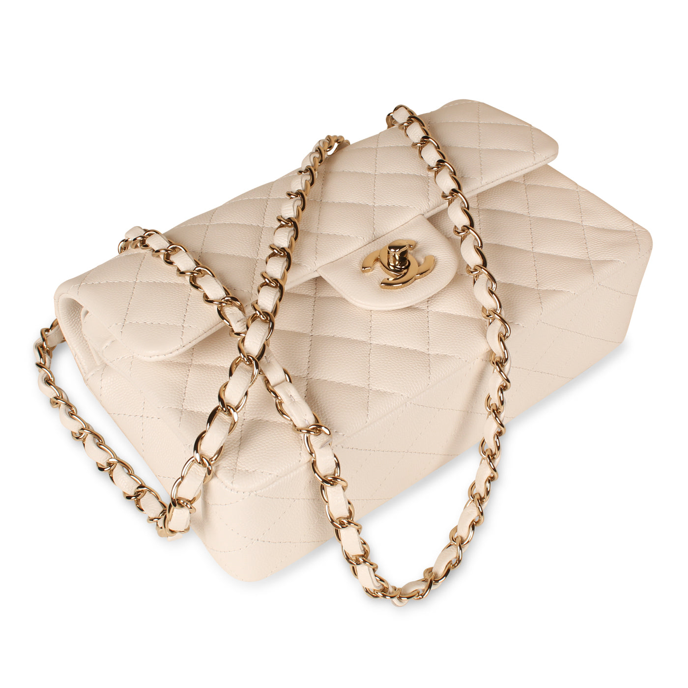 Classic Flap Bag - Small White Caviar - Product Image 9