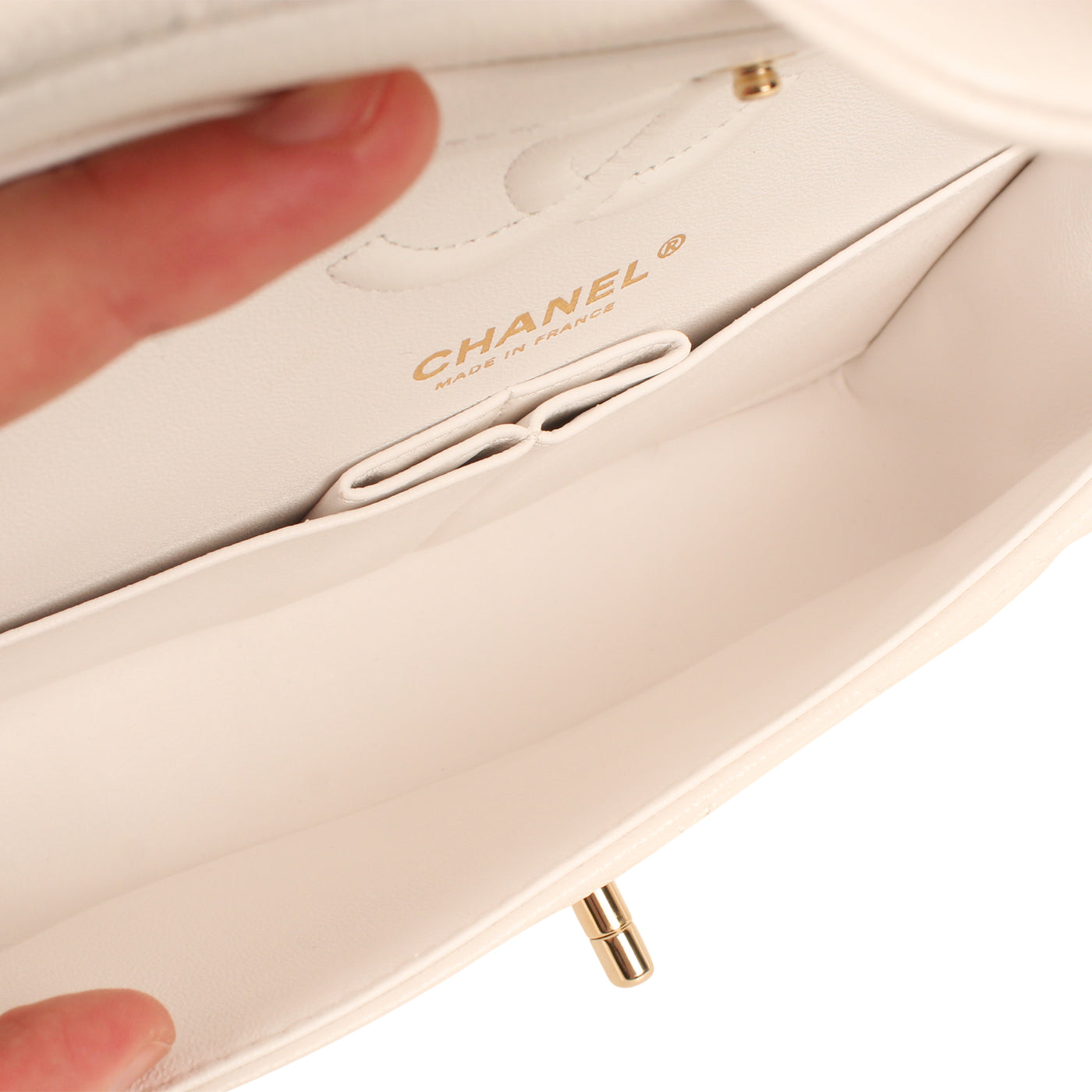 Classic Flap Bag - Small White Caviar - Product Image 7
