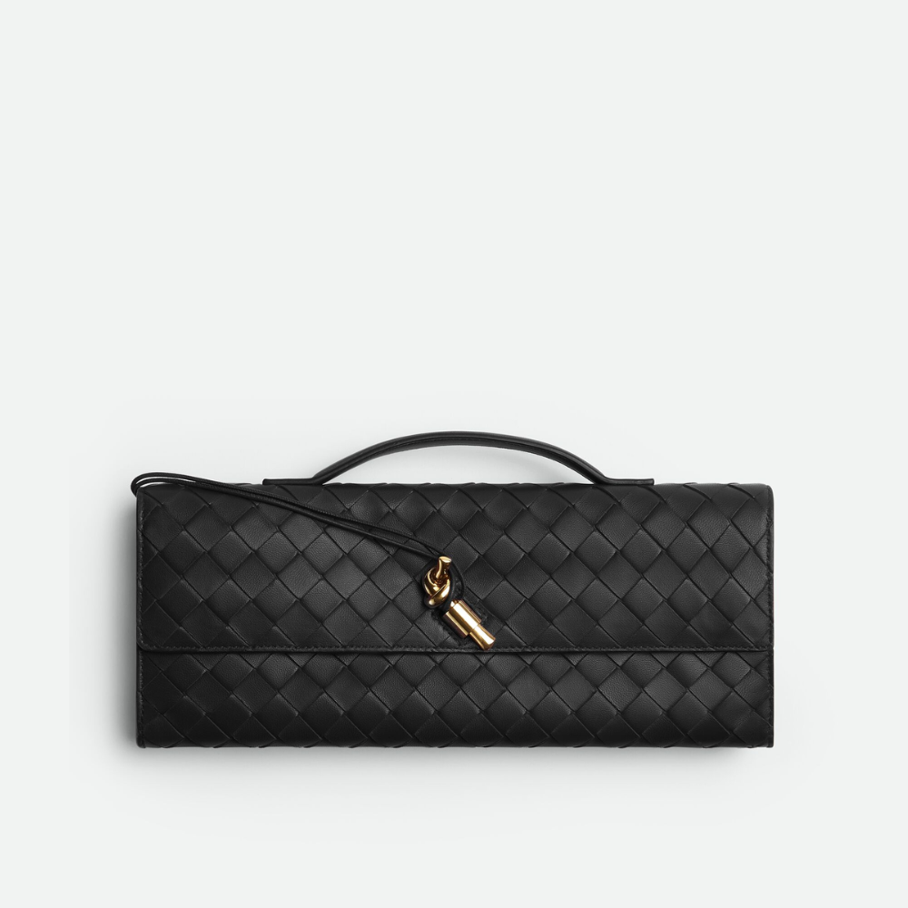 Black Long Clutch Andiamo With Handle Designer Clutch for Women | Studio Nafay
